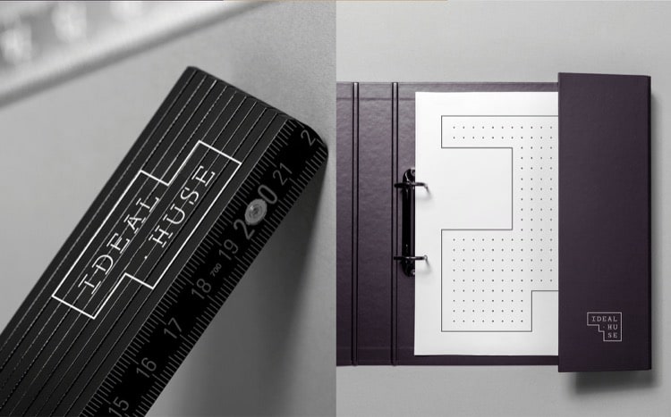 Idealhuses logo fungerer som forside på salgsmaterialet til potentielle købere. 