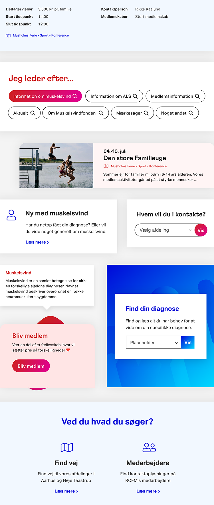 Hjemmesiderne er bygget op af en række designelementer, der kan varieres 