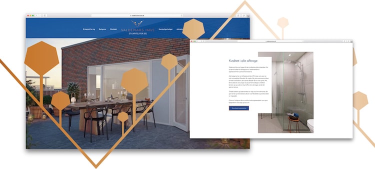 Valdemars Haves logo spiller en stor rolle på hjemmesiden og er med til at skabe liv på hjemmesiden. 