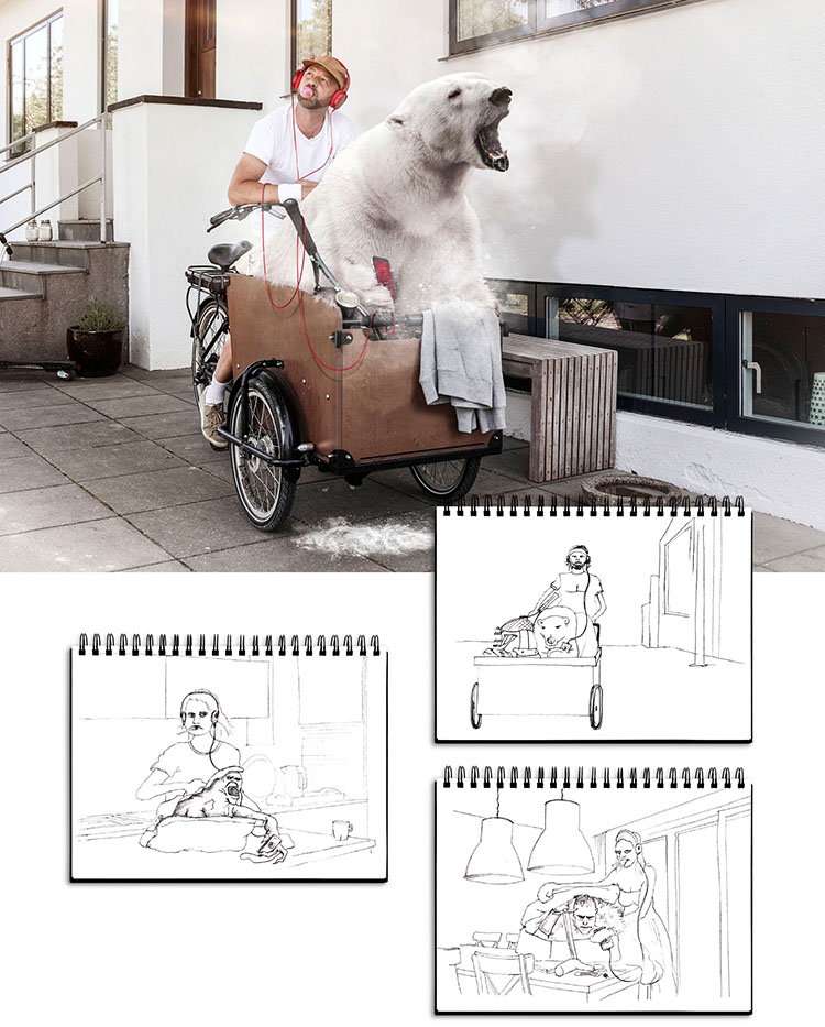 Creative ZOO tegnede skitser af billederne til eReolen, som blev meget lig i virkeligheden 