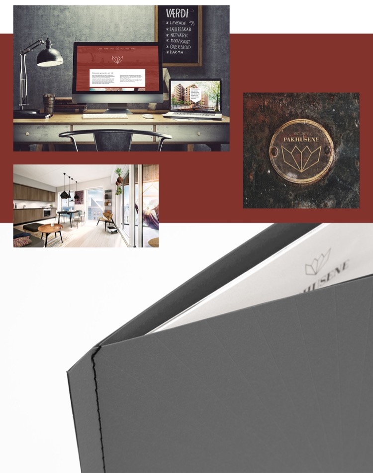 Visualiseringerne af Pakhusene bliver blandt andet brugt i salgsmateriale til potentielle købere, som også indeholder plantegninger og materialevalg. 