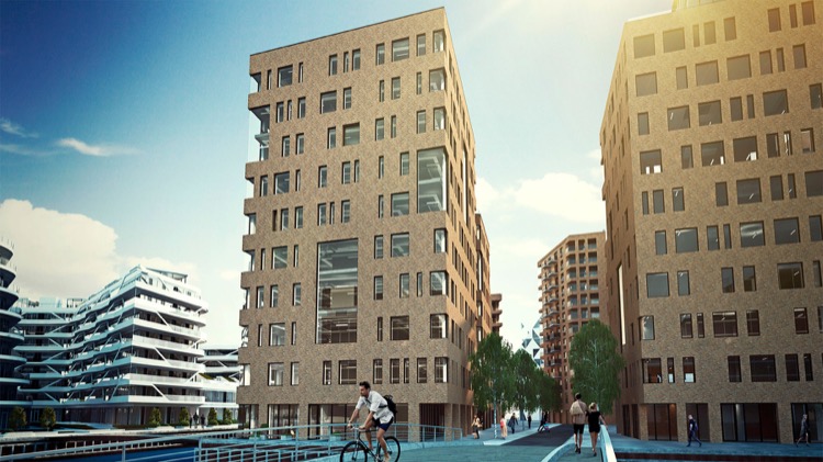 Visualiseringer af Pakhusene på Aarhus Ø viser livet uden om Pakhusene og området. 