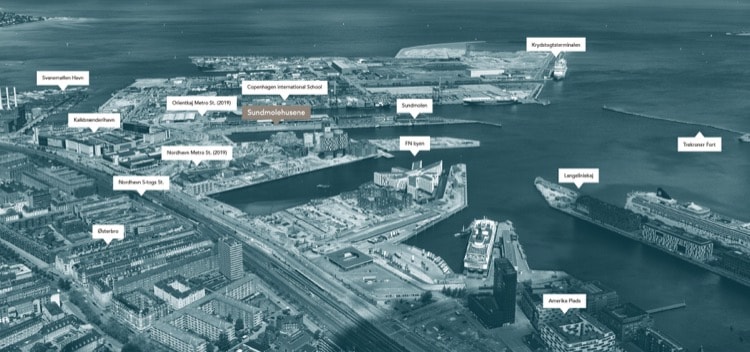 Sundmolehusene ligger på Nordhavn i København Ø.