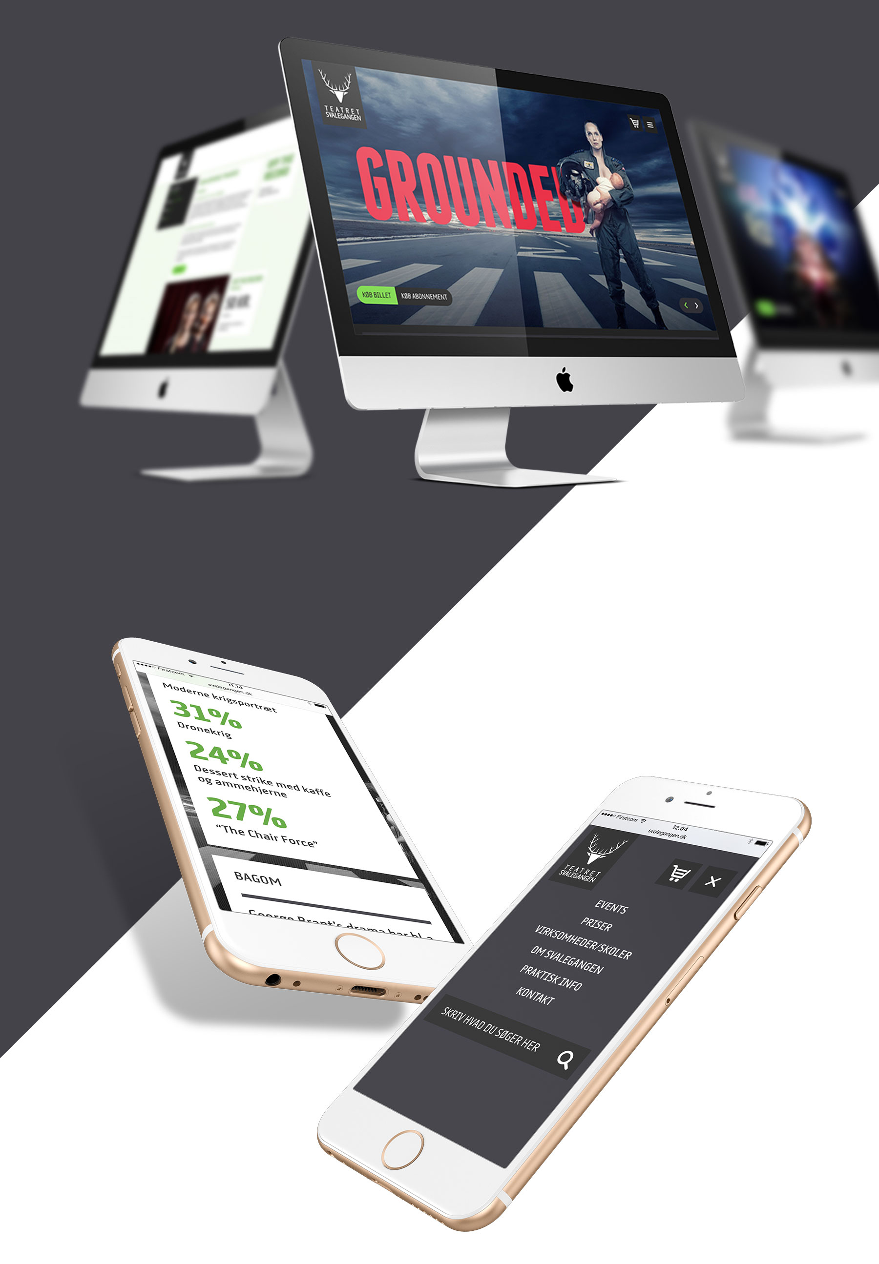 Svalegangens hjemmeside er selvfølgelig et responsivt design, der er tilpasset forskellige formater. 
