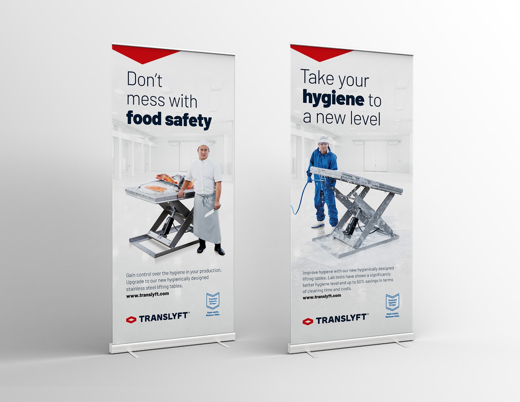 Hygienic Design-løftebordene er verdens måske mest hygiejniske og rengøringsvenlige løfteborde. 