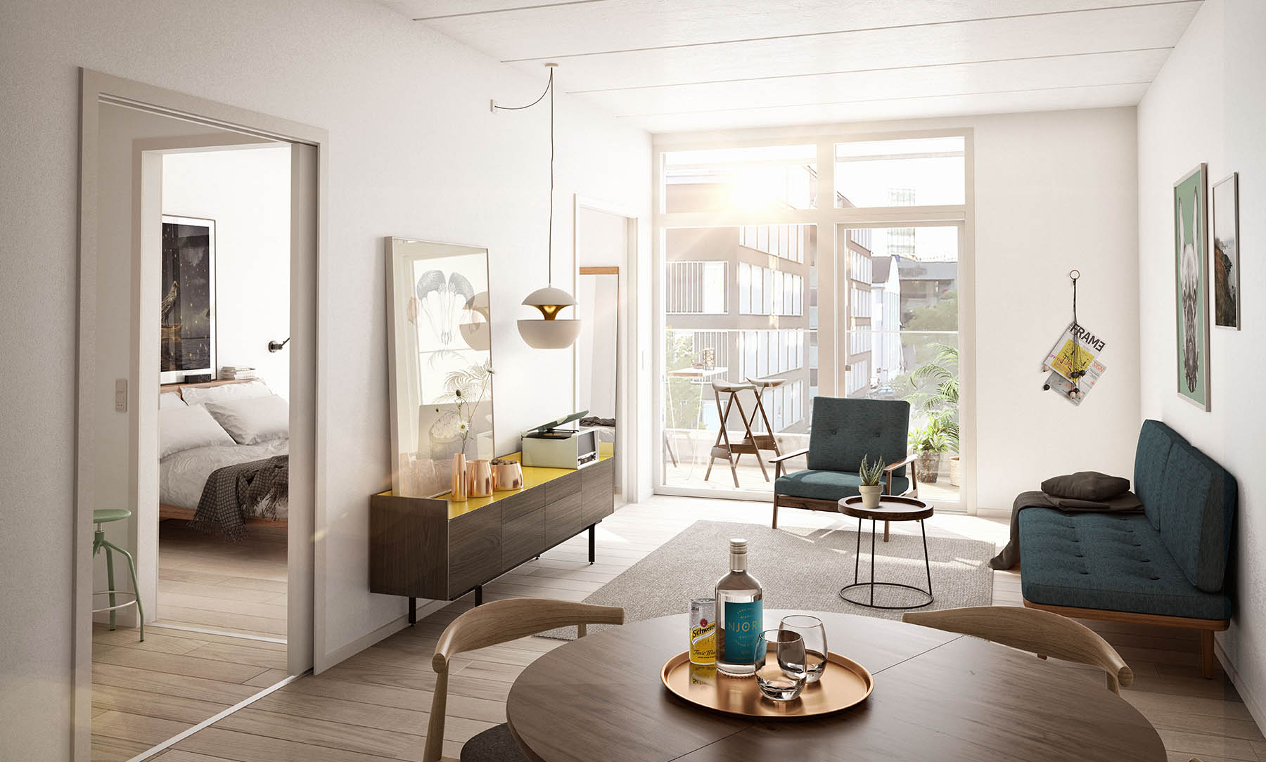 Creative ZOOs indvendige visualisering af en lejlighed på Frederiks Plads.