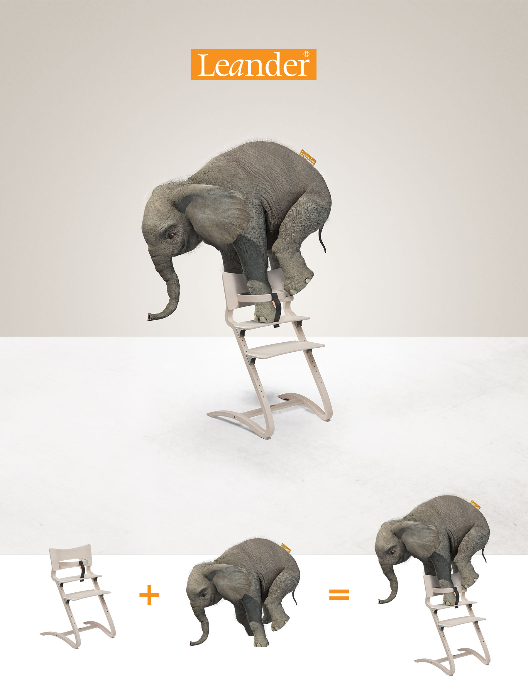 Leander bruger konceptfoto til at illustrere, at deres produkter er stærke, fleksible og elegante. 