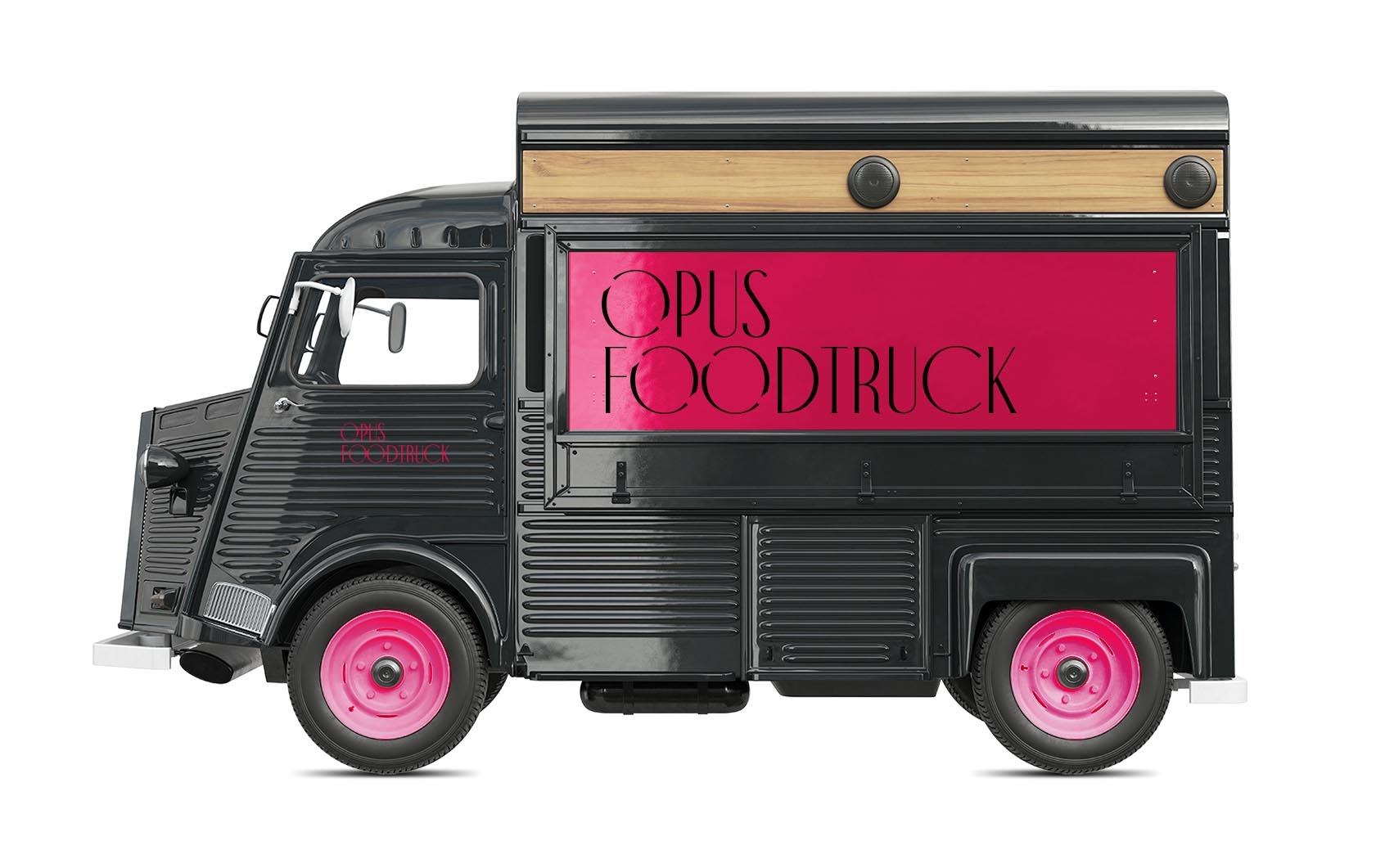 Hotel Opus foodtruck er pakket ind i deres visuelle identitet - det skaber synlighed og kendskab rundt omkring i byen.