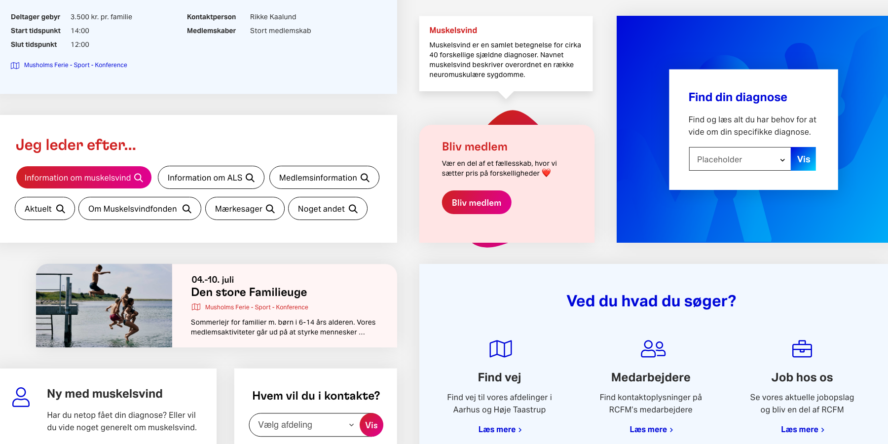 Hjemmesiderne er bygget op af en række designelementer, der kan varieres 