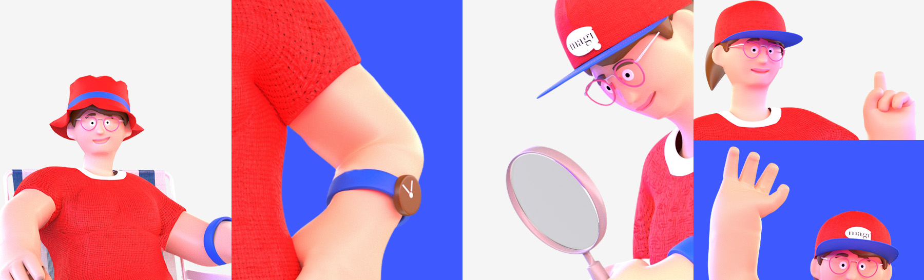 Udgaver af 3-D karakteren Maggie