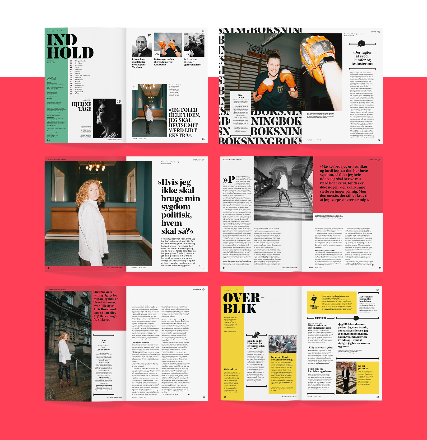 Scleroseforeningens magasin blander eksempelvis farver og fotos i både farve og sort/hvid