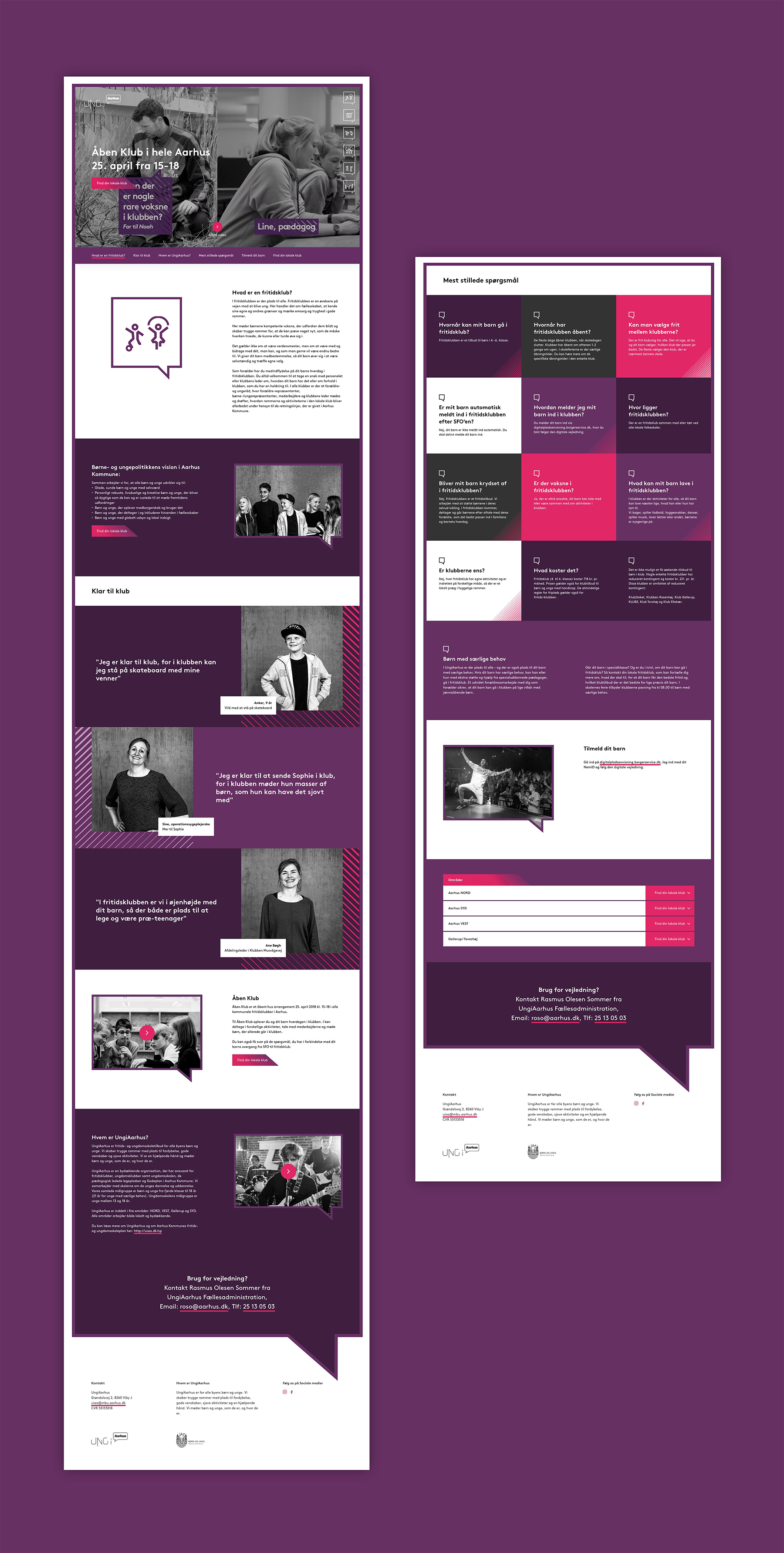 Klar til klub kampagnen blev udfoldet på en hjemmeside, hvor forældrene kunne finde de nødvendige informationer